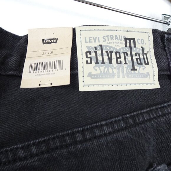 Levi's Baggy Jeans Women's Size 29x31 Black Denim Silvertab Distressed Straight - Picture 7 of 14